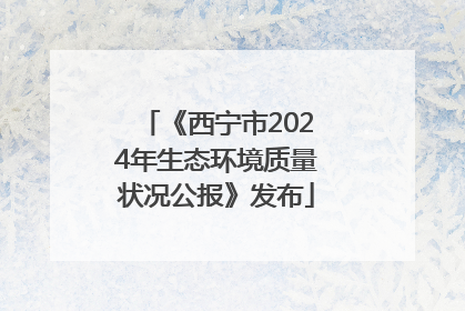 《西宁市2024年生态环境质量状况公报》发布