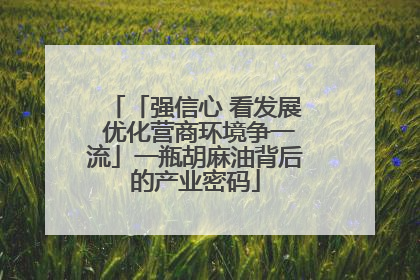 「强信心 看发展 优化营商环境争一流」一瓶胡麻油背后的产业密码
