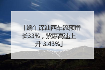 端午深汕西车流预增长33%，紫惠高速上升 3.43%