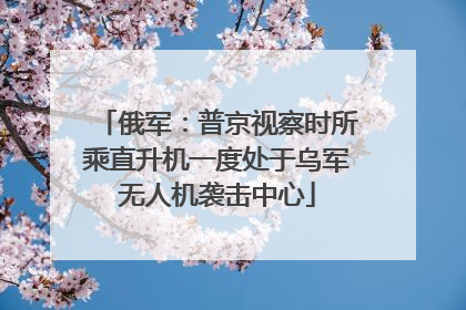 俄军：普京视察时所乘直升机一度处于乌军无人机袭击中心