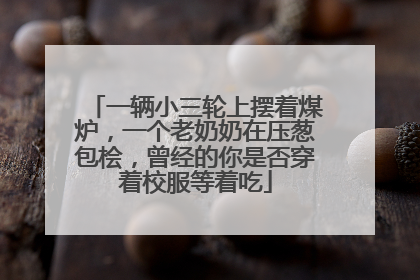 一辆小三轮上摆着煤炉，一个老奶奶在压葱包桧，曾经的你是否穿着校服等着吃