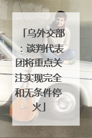 乌外交部：谈判代表团将重点关注实现完全和无条件停火