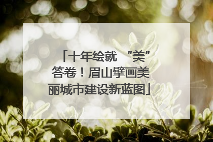 十年绘就 “美” 答卷！眉山擘画美丽城市建设新蓝图