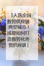 入选全国数智供应链典型城市！成都如何打造数智化外贸供应链