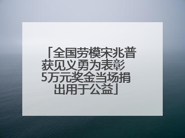全国劳模宋兆普获见义勇为表彰 5万元奖金当场捐出用于公益