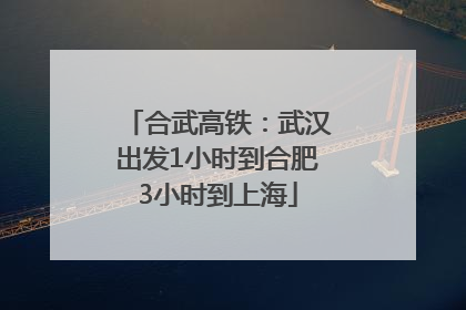 合武高铁：武汉出发1小时到合肥3小时到上海