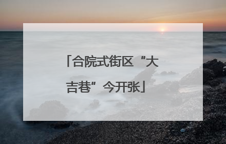 合院式街区“大吉巷”今开张