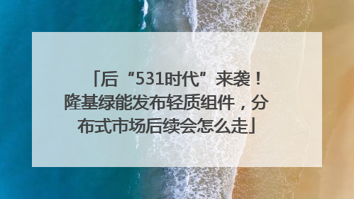 后“531时代”来袭！隆基绿能发布轻质组件，分布式市场后续会怎么走