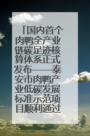 国内首个肉鸭全产业链碳足迹核算体系正式发布——泰安市肉鸭产业低碳发展标准示范项目顺利通过验收
