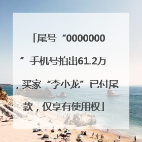 尾号“0000000”手机号拍出61.2万，买家“李小龙”已付尾款，仅享有使用权