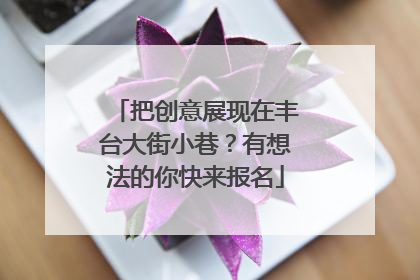 把创意展现在丰台大街小巷？有想法的你快来报名
