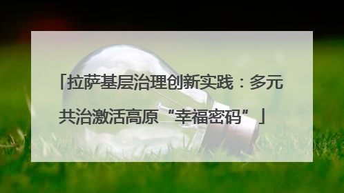 拉萨基层治理创新实践：多元共治激活高原“幸福密码”