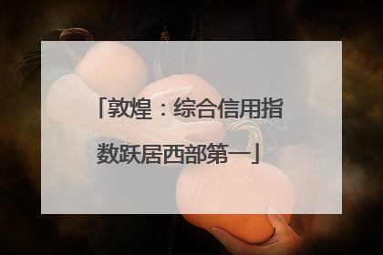敦煌：综合信用指数跃居西部第一