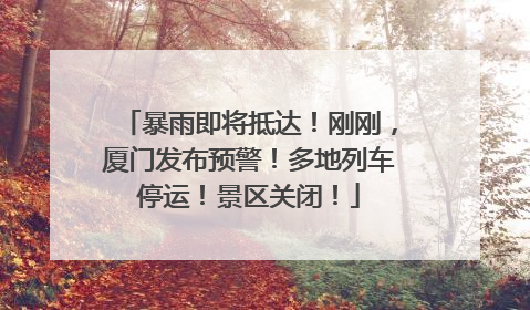 暴雨即将抵达！刚刚，厦门发布预警！多地列车停运！景区关闭！