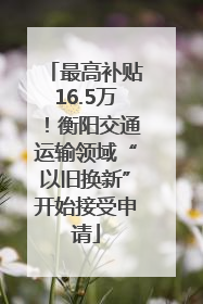 最高补贴16.5万！衡阳交通运输领域“以旧换新”开始接受申请