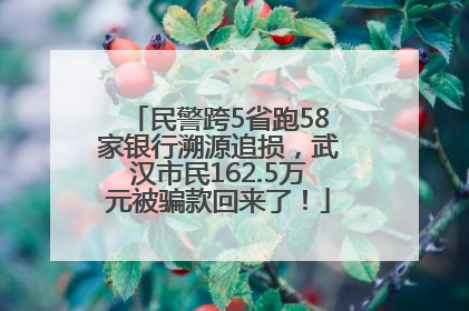 民警跨5省跑58家银行溯源追损，武汉市民162.5万元被骗款回来了！