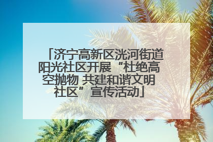 济宁高新区洸河街道阳光社区开展“杜绝高空抛物 共建和谐文明社区”宣传活动
