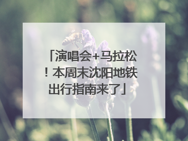 演唱会+马拉松！本周末沈阳地铁出行指南来了