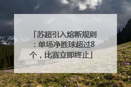 苏超引入熔断规则：单场净胜球超过8个，比赛立即终止