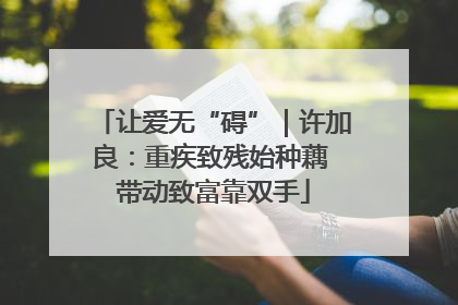 让爱无“碍”｜许加良：重疾致残始种藕 带动致富靠双手