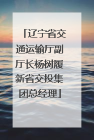 辽宁省交通运输厅副厅长杨树履新省交投集团总经理