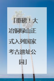 重磅！大冶铜绿山正式入列国家考古遗址公园