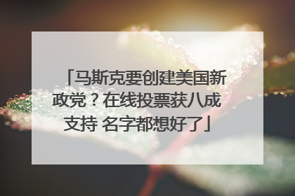 马斯克要创建美国新政党？在线投票获八成支持 名字都想好了