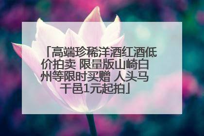 高端珍稀洋酒红酒低价拍卖 限量版山崎白州等限时买赠 人头马干邑1元起拍