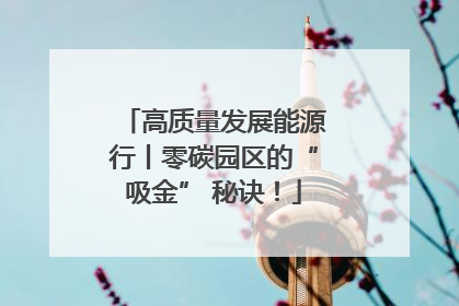 高质量发展能源行丨零碳园区的“吸金” 秘诀！