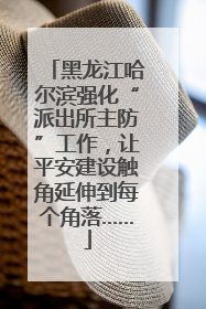 黑龙江哈尔滨强化“派出所主防”工作，让平安建设触角延伸到每个角落……