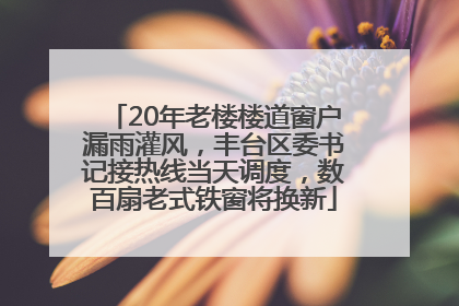 20年老楼楼道窗户漏雨灌风，丰台区委书记接热线当天调度，数百扇老式铁窗将换新